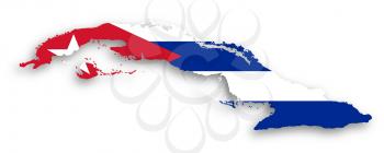 Map of Cuba filled with flag, isolated