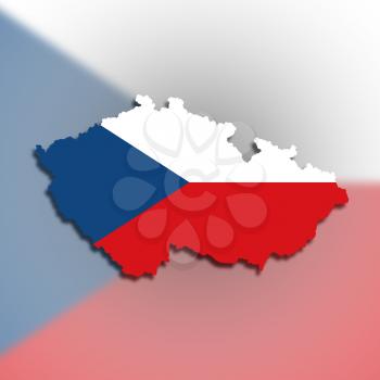 Map of The Czech Republic filled with flag, isolated