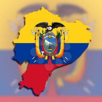 Map of Ecuador filled with flag, isolated