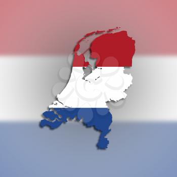 Map and flag of the Netherlands, isolated