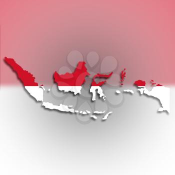 Map of Indonesia filled with flag, isolated