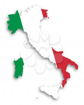 Map of Italy filled with flag, isolated