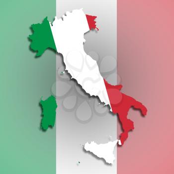 Map of Italy filled with flag, isolated