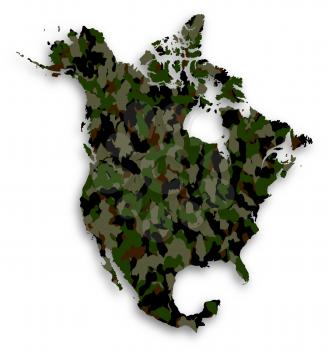Map of North America filled with camouflage pattern, isolated
