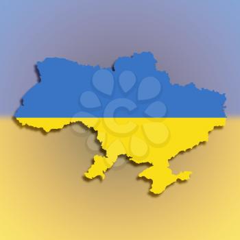 Map of the Ukraine filled with flag, isolated