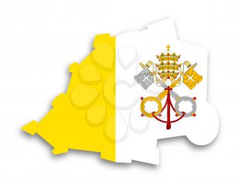 Map of Vatican City filled with flag, isolated