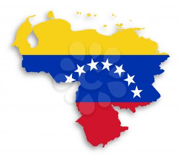 Venezuela map with the flag inside, isolated