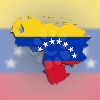 Venezuela map with the flag inside, isolated