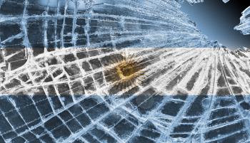 Broken ice or glass with a flag pattern, isolated, Argentina