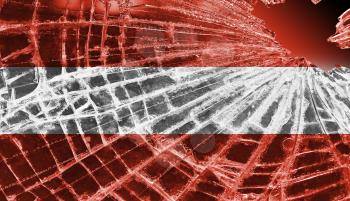 Broken ice or glass with a flag pattern, isolated, Austria