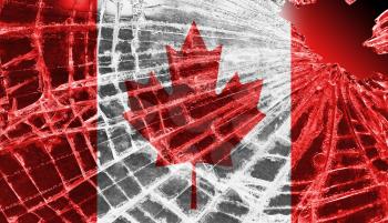 Broken ice or glass with a flag pattern, isolated, Canada