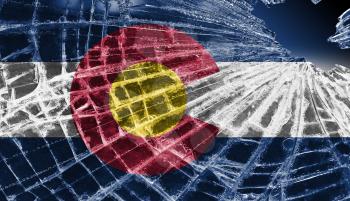 Broken ice or glass with a flag pattern, isolated, Colorado