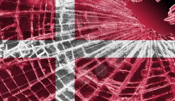Broken ice or glass with a flag pattern, isolated, Denmark