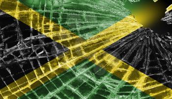 Broken ice or glass with a flag pattern, isolated, Jamaica