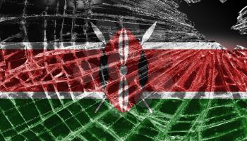 Broken ice or glass with a flag pattern, isolated, Kenya