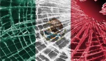 Broken ice or glass with a flag pattern, isolated, Mexico