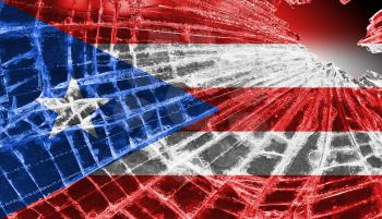 Broken ice or glass with a flag pattern, isolated, Puerto Rico