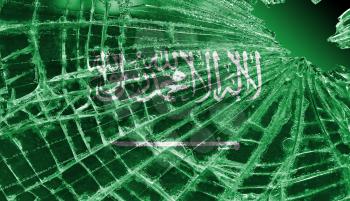 Broken ice or glass with a flag pattern, isolated, Saudi Arabia