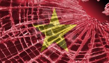 Broken ice or glass with a flag pattern, isolated, Vietnam