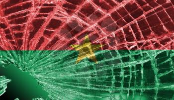 Isolated broken glass or ice with a flag, Burkina Faso