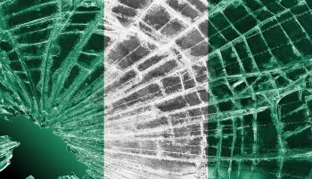 Isolated broken glass or ice with a flag, Nigeria