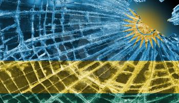 Isolated broken glass or ice with a flag, Rwanda