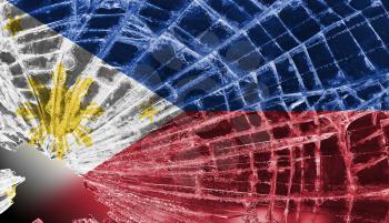 Isolated broken glass or ice with a flag, The Phillippines