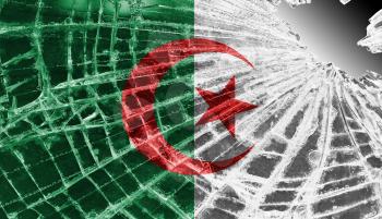 Isolated broken glass or ice with a flag, Algeria