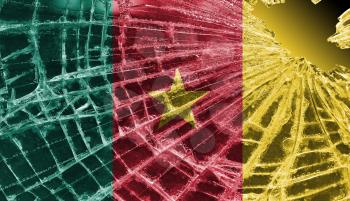 Isolated broken glass or ice with a flag, Cameroon
