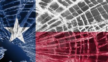 Isolated broken glass or ice with a flag, Texas
