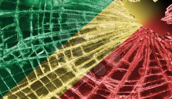 Isolated broken glass or ice with a flag, Republic of the Congo