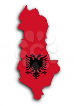 Country shape outlined and filled with the flag, Albania