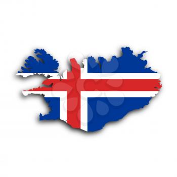 Country shape outlined and filled with the flag, Iceland