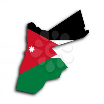 Country shape outlined and filled with the flag, Jordan