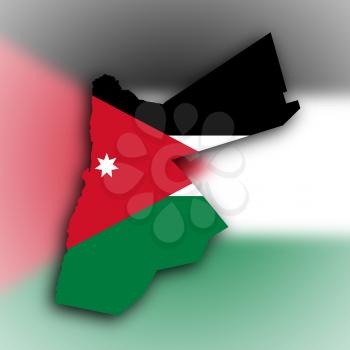 Country shape outlined and filled with the flag, Jordan
