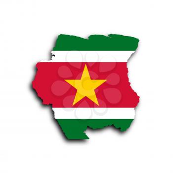 Country shape outlined and filled with the flag, Suriname