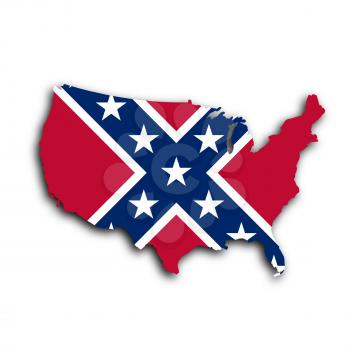 Country shape outlined and filled with the flag, Confederate flag