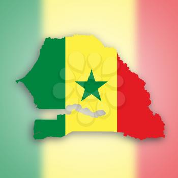 Senegal map with the flag inside, isolated on white