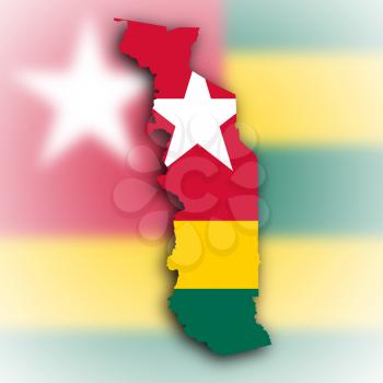 Togo map with the flag inside, isolated on white