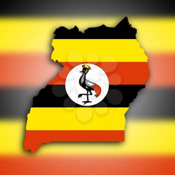 Uganda map with the flag inside, isolated on white