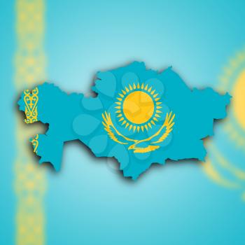 Map of Kazakhstan filled with the national flag