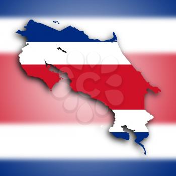 Map of Costa Rica filled with the national flag