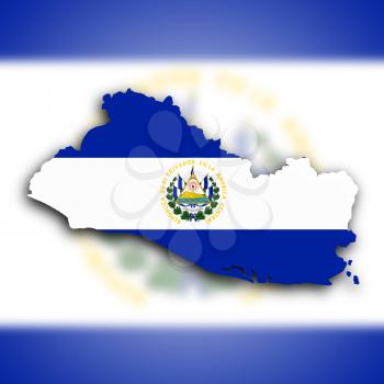 Map of El Salvador filled with the national flag