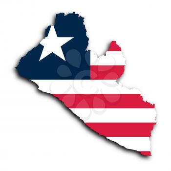 Map of Liberia filled with the national flag