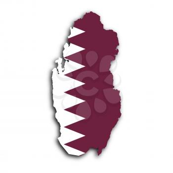 Map of Qatar filled with the national flag