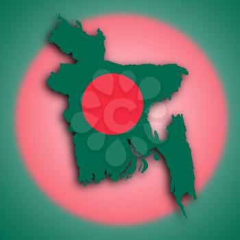 Map of Bangladesh Faso filled with the national flag