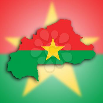 Map of Burkina Faso filled with the national flag