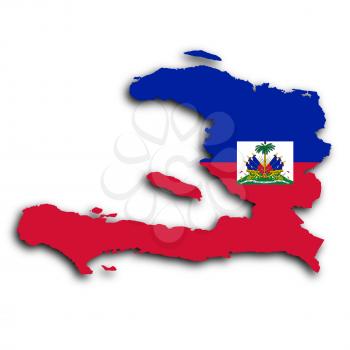 Map of Haiti filled with the national flag