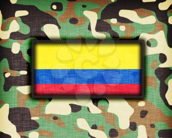 Amy camouflage uniform with flag on it, Colombia