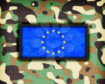 Amy camouflage uniform with flag on it, EU